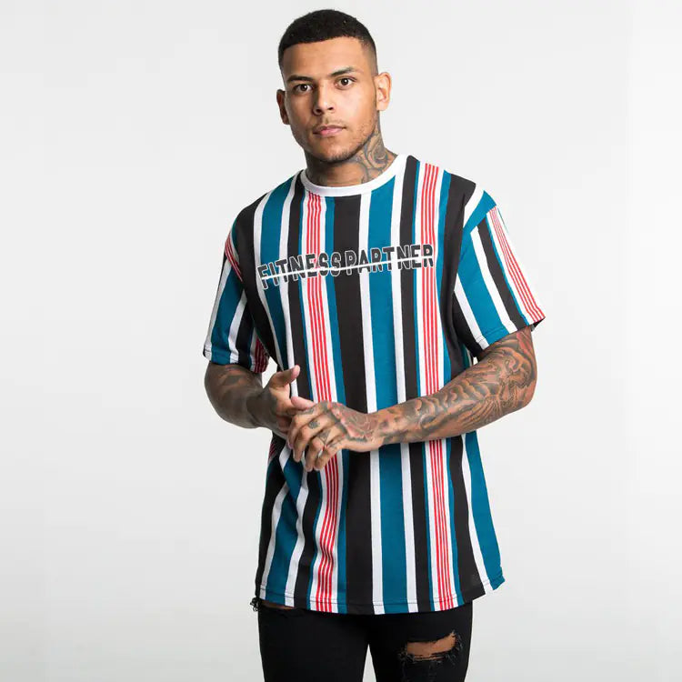 2019 Men's Summer Muscle Striped Hip-Hop T-Shirt