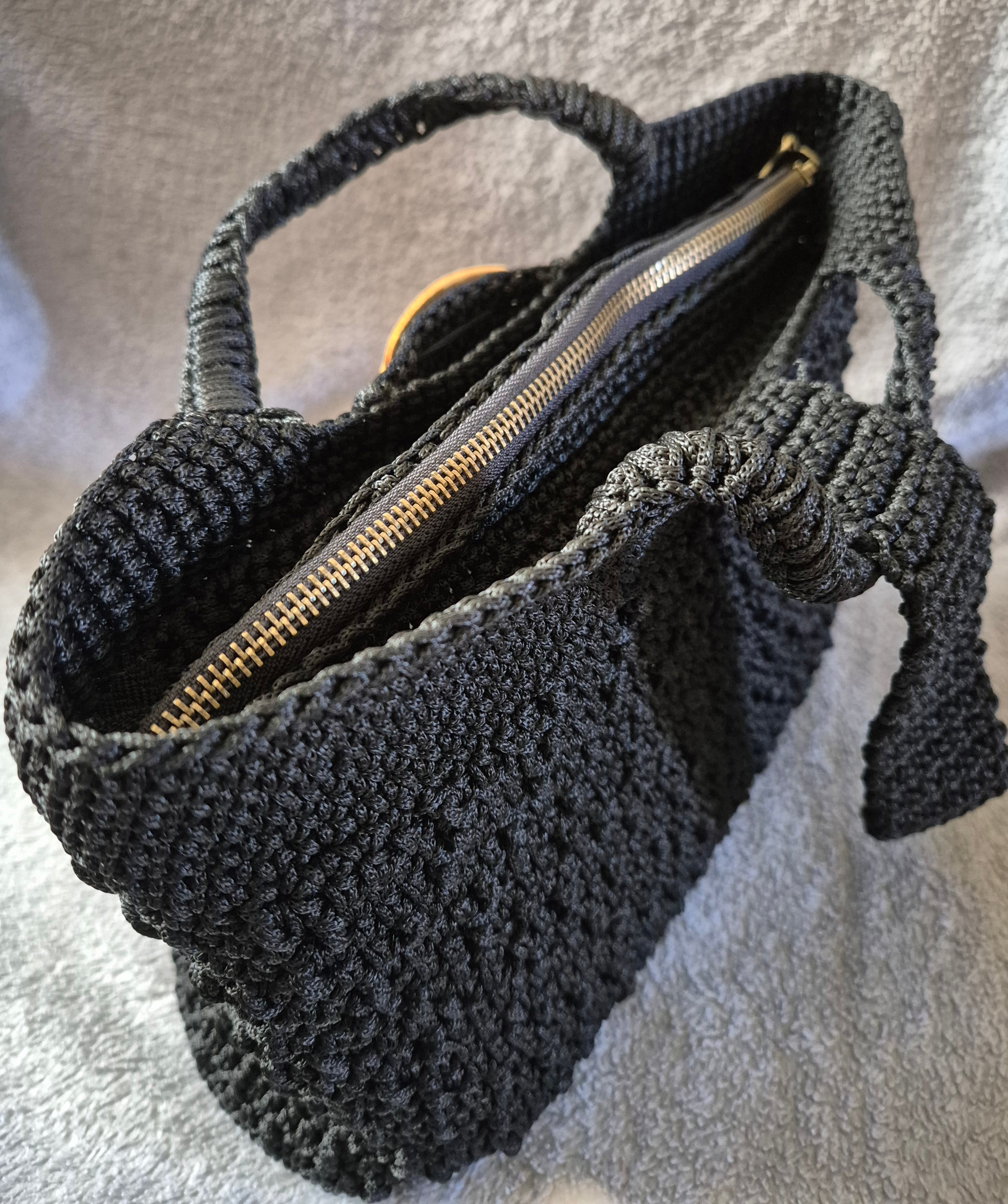 Medium-Sized Hand-Knitted Crochet Clutch Bag