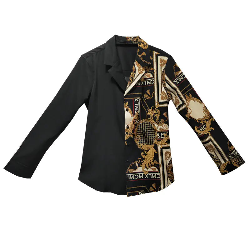 Stylish Patchwork Long Sleeve Shirt for Men