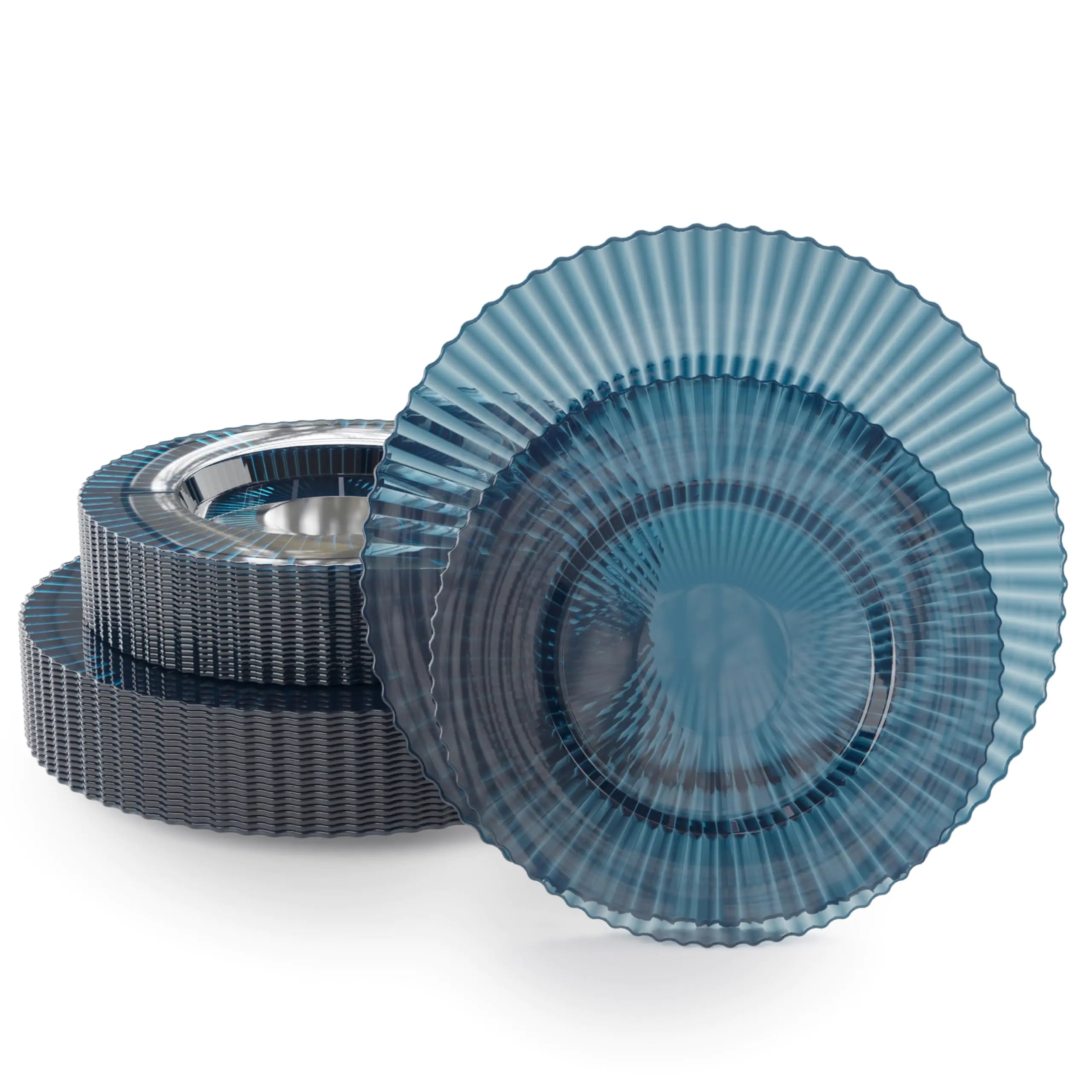 40 Piece Plastic Disposable Plates Set For 20 Guests I 20 X 9 Inch Dessert Plates & 20 X 11 Inch Disposable Plastic  Blue  Wedding Plastic