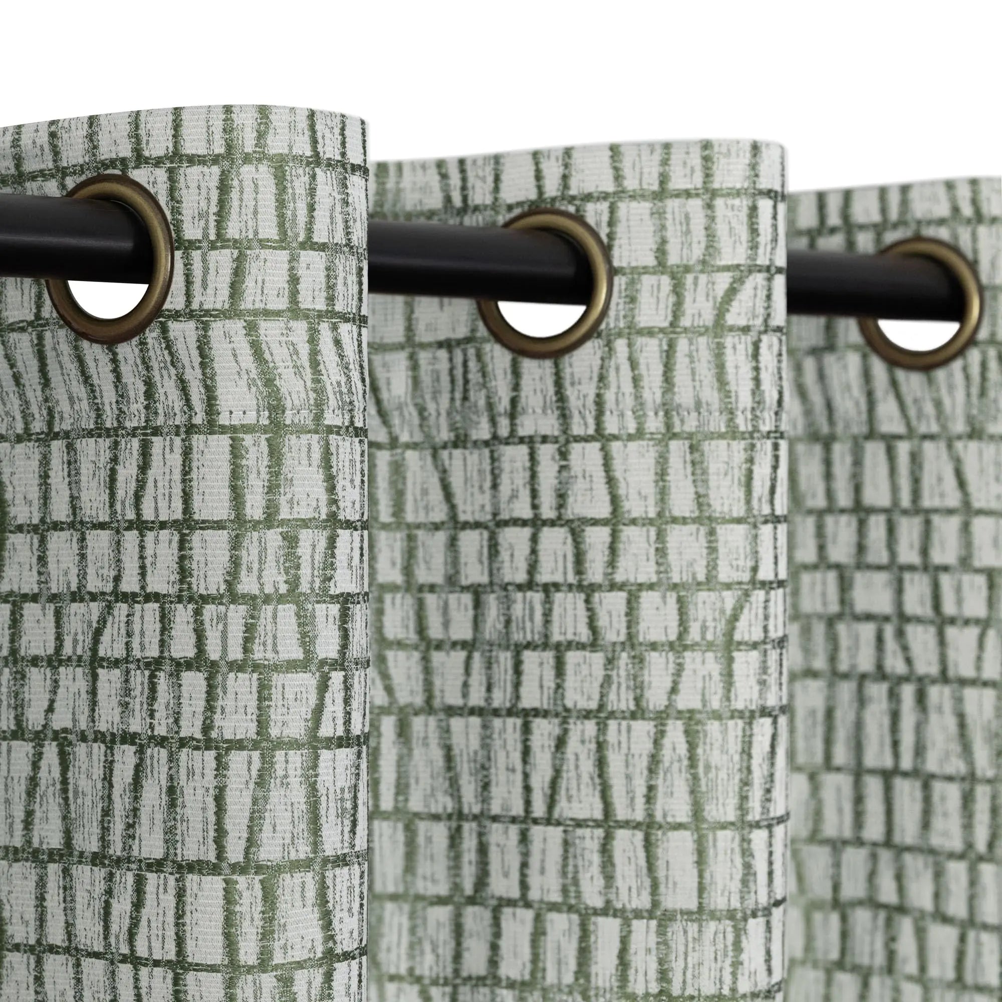 Olive Green Patterned Curtains 90 Inch Length for Dining Room Living 2 Panels Set Grommet 3D Jacquard Embossed Embroidered Silky Textured Aesthetic Curtains for Bedroom Rustic Cabin Chic Decor 90 Long