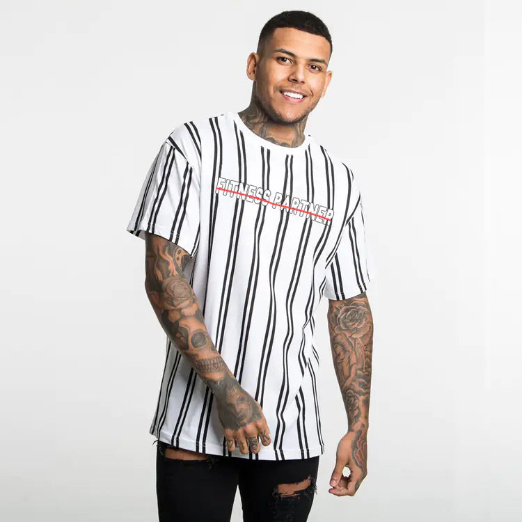 2019 Men's Summer Muscle Striped Hip-Hop T-Shirt