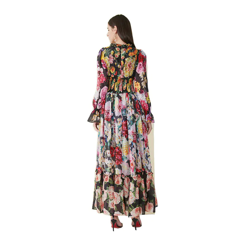 Floral Long Dress for Women - Princess Style Dress