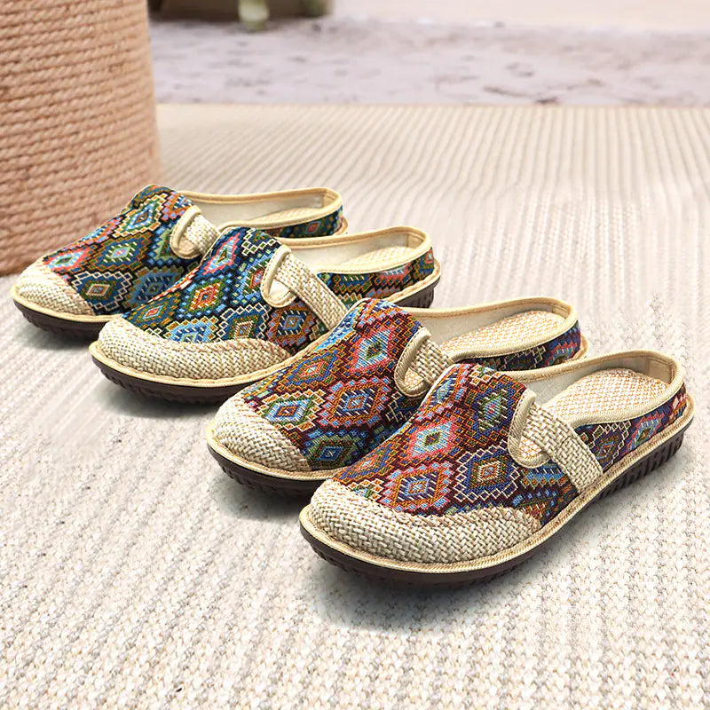 "Beijing Style Women's Soft Sole Casual Embroidered Slip-ons"