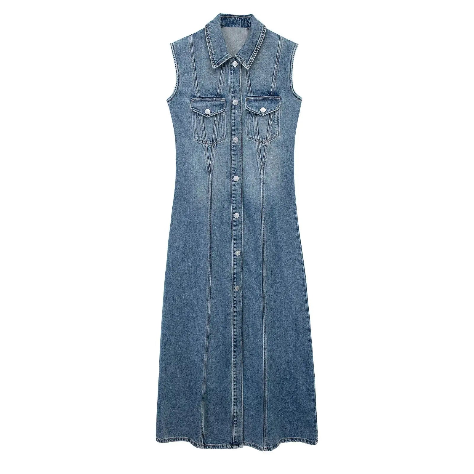 Blue Slim Denim Dress for Women