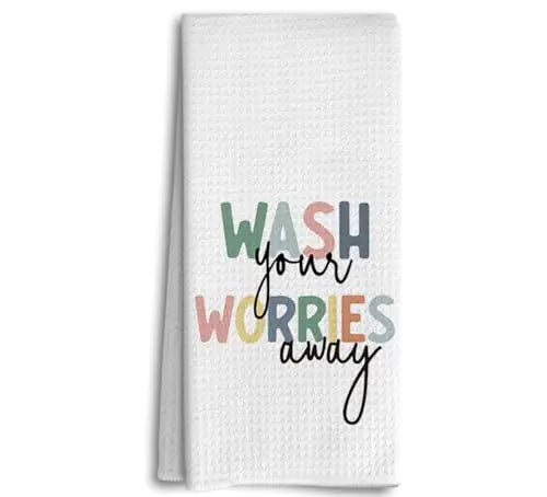 Dwept Wash Your Worries Away Kitchen Towels Colorful Kids Toddler Hand Funny Bathroom Kitchen Washroom Decor Boho Nursery Dish Kids Bathroom