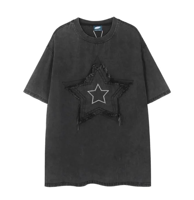 Punk Denim Short-sleeved T-shirt For Men