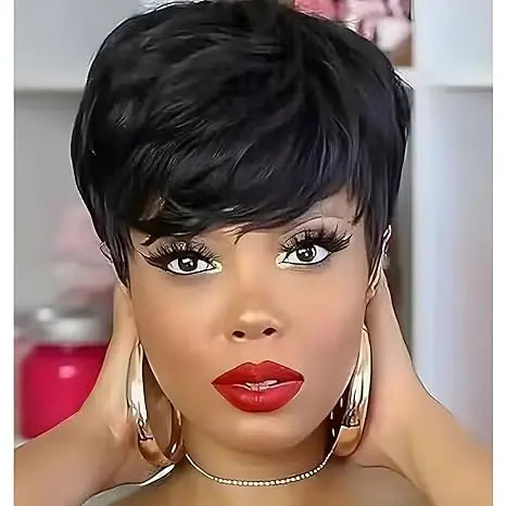 FCHW-wig Short Straight Pixie Cuts Wigs For Black Women Synthetic Short Wigs For Black Women African American Women Wigs (9418)