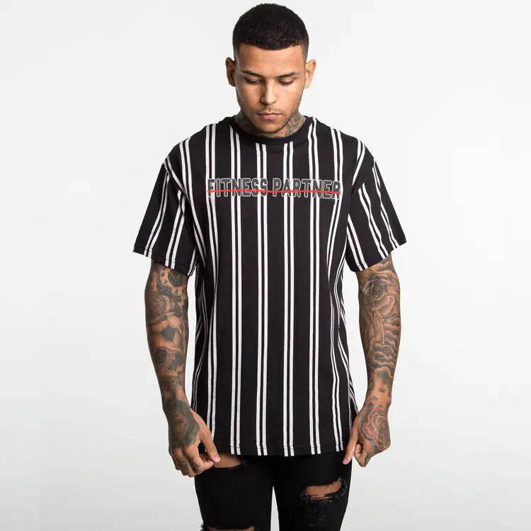 2019 Men's Summer Muscle Striped Hip-Hop T-Shirt
