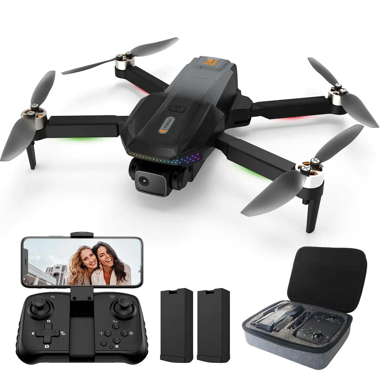 LYOOGO Drone with Camera for Beginners and Adults 1080P Foldable FPV Mini Drones with 2 BatteriesOne Key Take Off/Land3D FlipTrajectory Flight3 SpeedsHeadless ModeGravity ControlUp to 50 Minutes of Fun