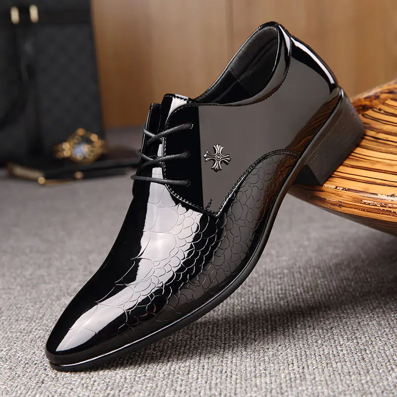 Shiny Lace-Up Fashion Dress Shoes for Men
