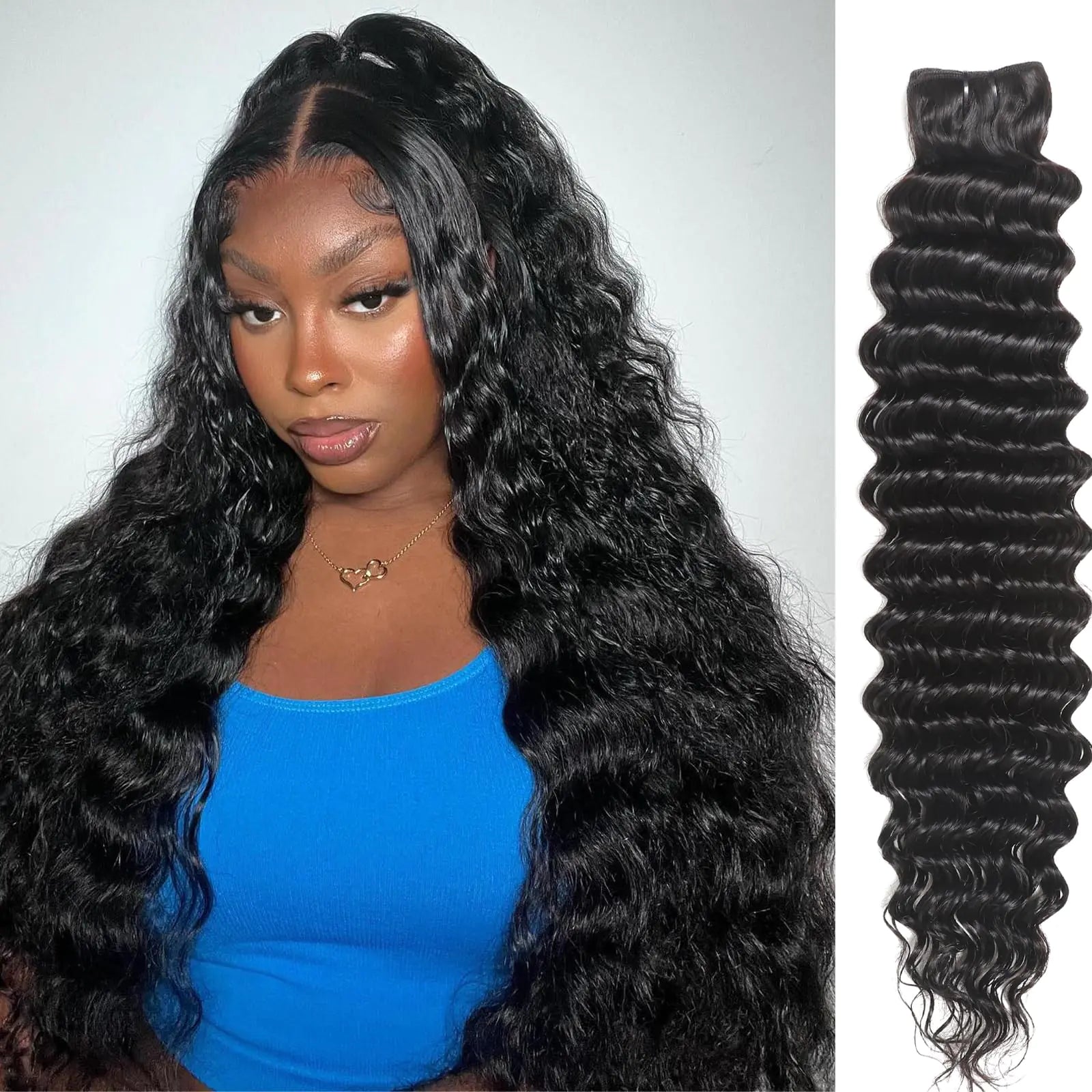 Deep Wave Bundles Human Hair One Bundle Brazilian Water Wave 30 Inch 12A 100% Bundles Human Hair Double Weft Human Hair Weave Bundles
