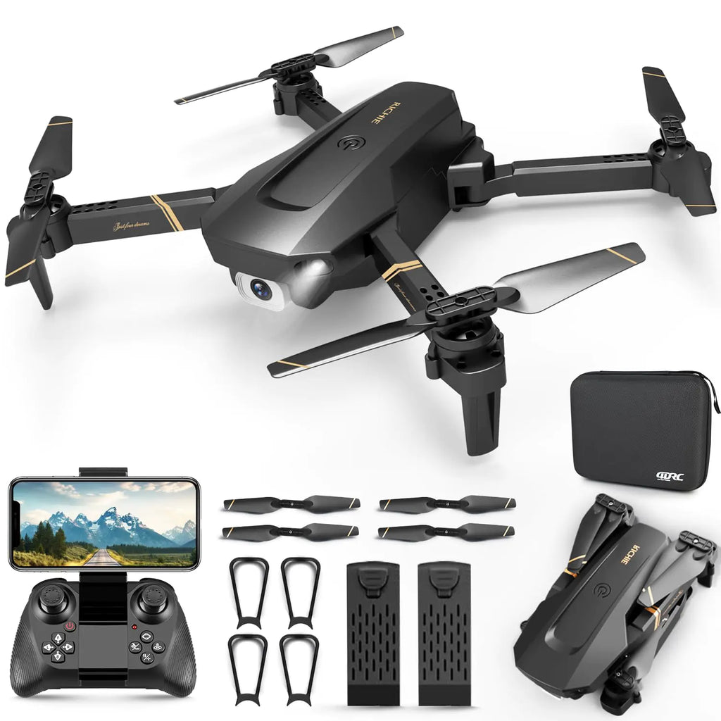 4DRC V4 Foldable Mini Drone with Camera - 1080P HD Drone with Stable Hover Gravity Control Auto-Follow Trajectory FlightOne Key Take Off 2 Batteries