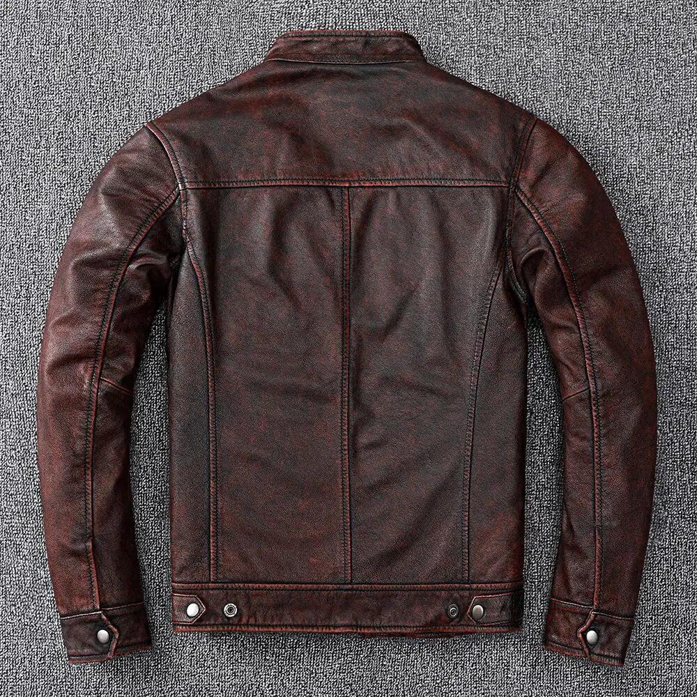 Vintage Brown Classic Biker Leather Jacket for Men