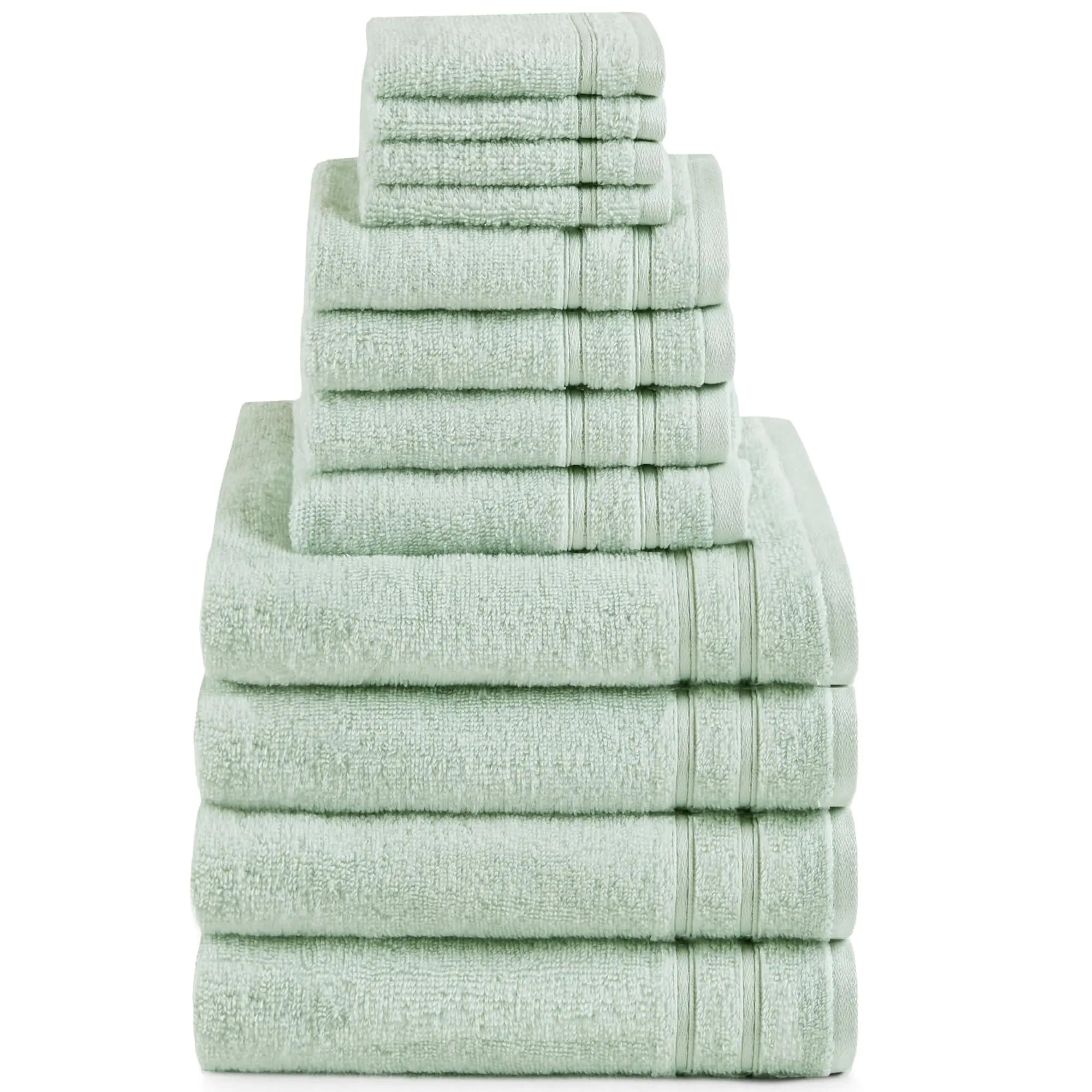 Comfort Spaces Bathroom Towel Set of 12 Piece Luxury Bath Towel Set 4 Hand Towel for Bathroom 4 Washcloth 4 Large Bath Towel Sets 100% Cotton Quick Dry Towel Zero Twist Soft Lightweight Seafoam Green