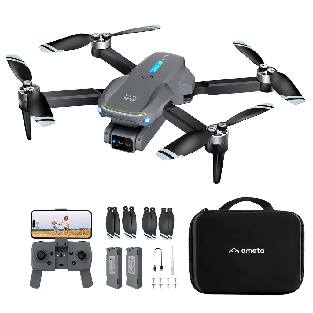 Ameta Drones  Camera 4k UHD S20 Lite Brushless Motor FPV Foldable RC  36 Mins Long Flight Altitude  Headless Mode Circle Fly 360° Flips Under 249G