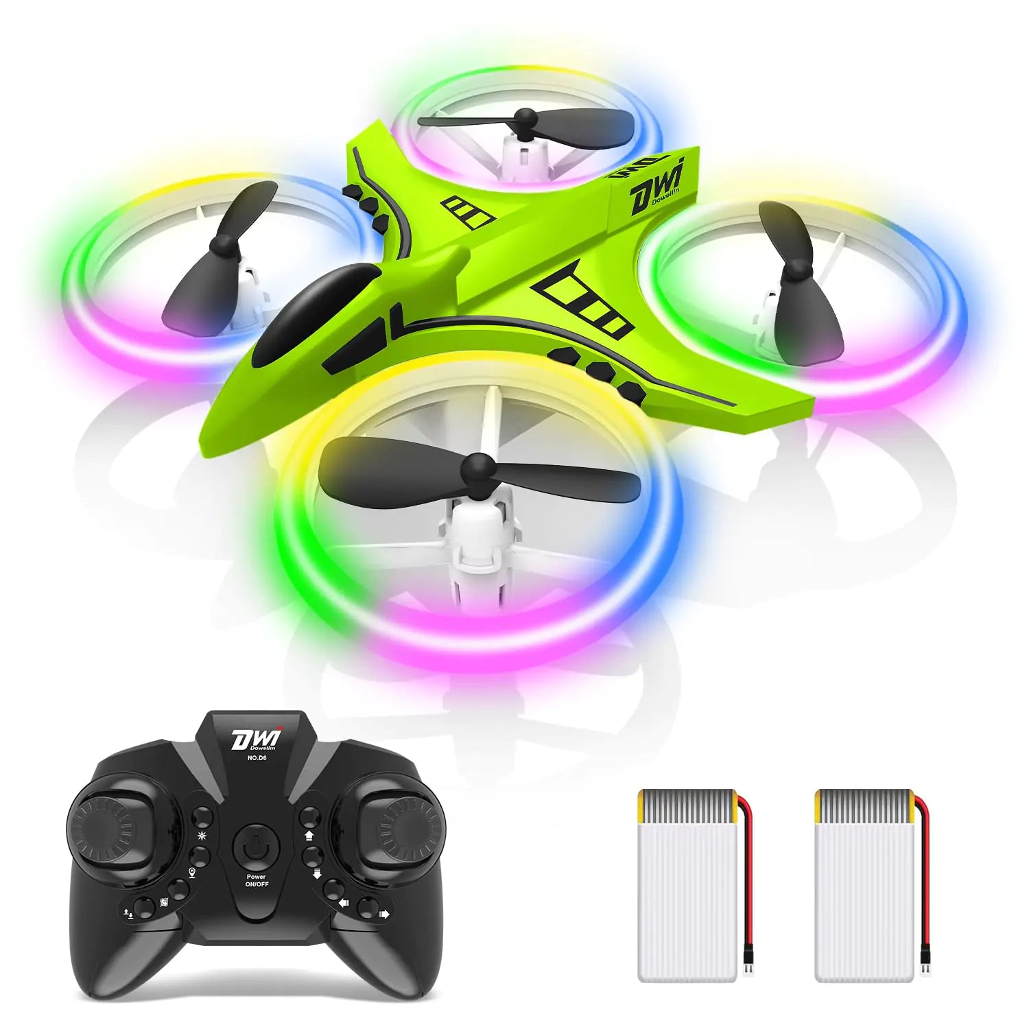 Dwi Dowellin Mini Drone for Kids Crash Proof LED Night Lights One Key Landing Flips RC Remote Control Small Flying Toys Drones Quadcopter Green