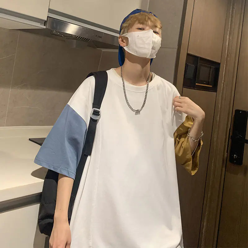Oversized Patchwork High Street Summer T-Shirt for Men