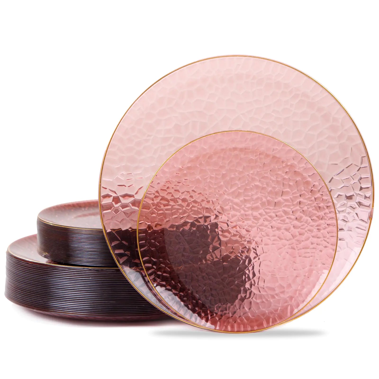 Hioasis 60pcs Burgundy Plastic Plates - Burgundy Red Disposable Plates Wedding PlatesParty Plates Disposable include 30 Dinner Plates 30 Dessert Plates Perfect for Valentines Day & Mother’s Day