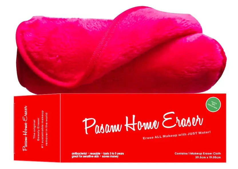 Pasam Home Makeup Eraser Reusable Make Up Remover Eraser Even Waterproof Make Up in Seconds Just with Water Chemical Free Eyeliner Lipstick Foundation Powder Highlighter Eyebrown (Love Red)