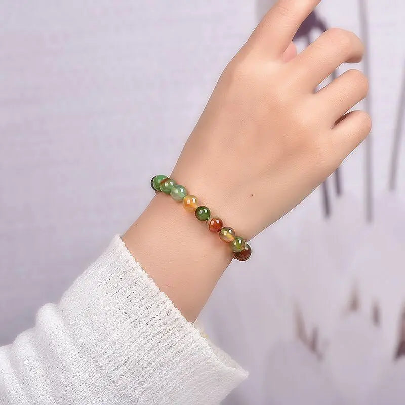 Natural Peacock Agate Circle Bracelet for Men and Women