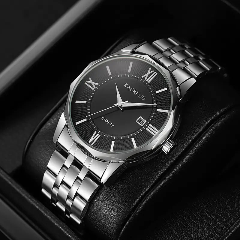 Stylish Men's Brand Watch with Calendar and Steel Band