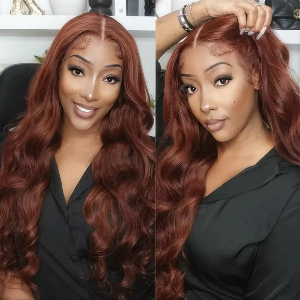 ISEE Glueless Wigs Human Hair Pre Plucked Pre Cut Reddish Brown Lace Front Wig Human Hair 6x4 Hd Lace Closure Wigs Human Hair Wigs for Black Women Copper Red Lace Front Wigs Human Hair 18 Inch