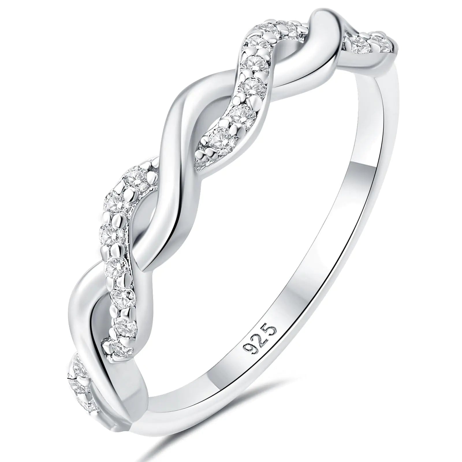 Newshe Jewellery Moissanite Womens Wedding Bands 925 Sterling Silver Anniversary Eternity Band Rings for Her Round Sz 6