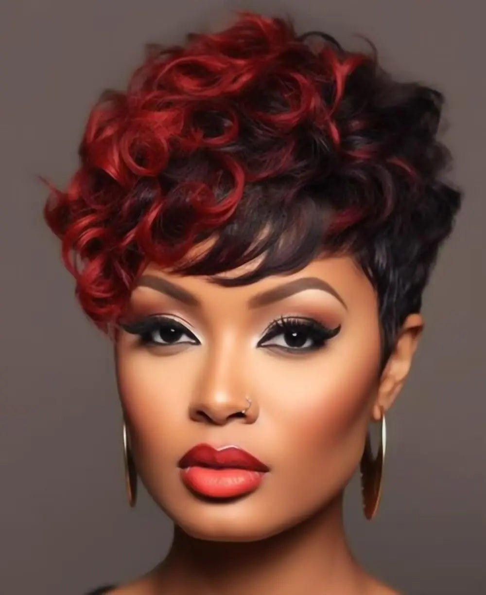 QITAQOTA Pixie Cut Wig Pixie Wigs for Black Women Wig Colorful Wigs Wigs for Women Short Curly Wig Synthetic Wigs for Black Women C96