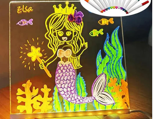 LED Drawing Board with Erasable Acrylic Base (One Set)