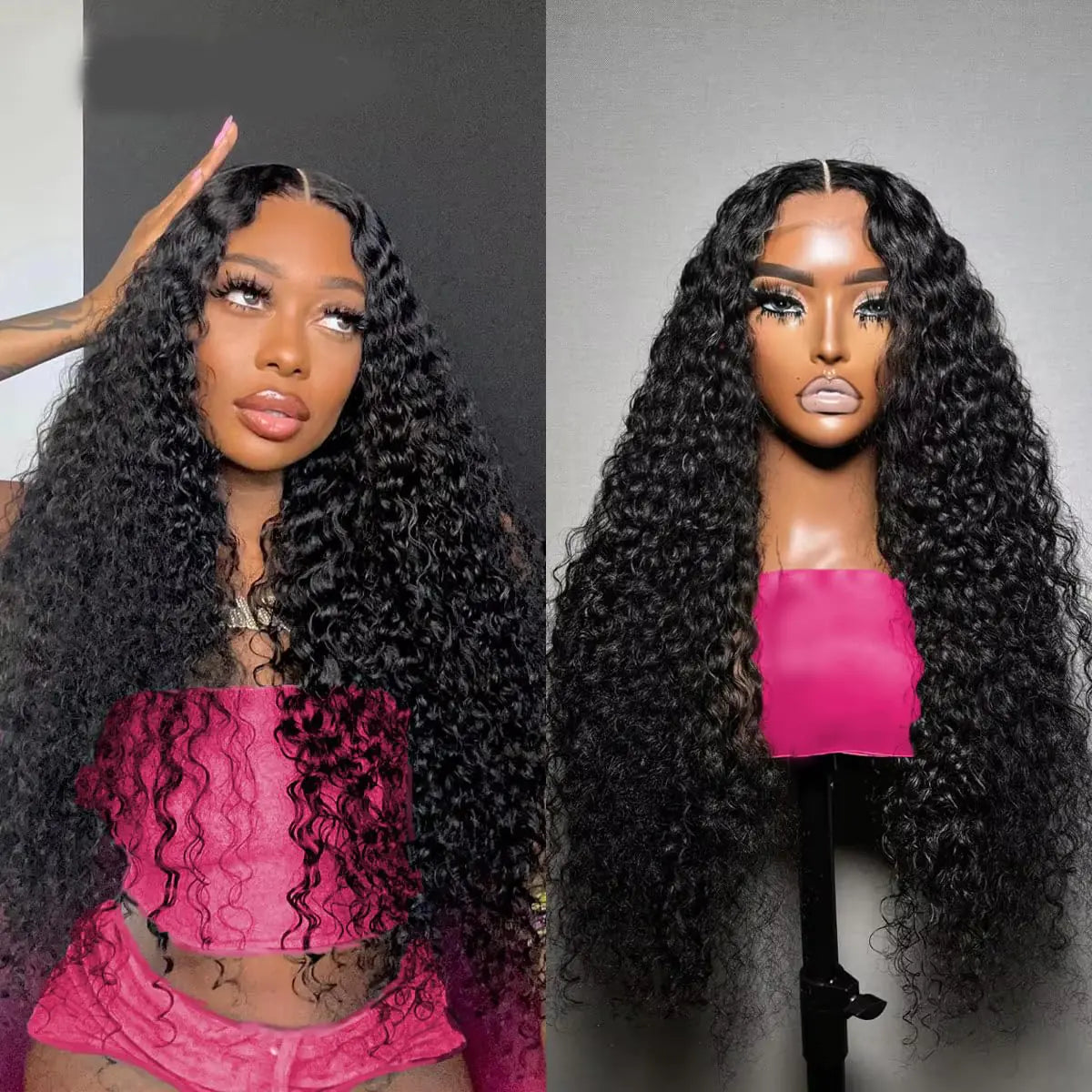 Deep Wave Lace Front  Wigs Human Hair Pre Plucked with Baby Hair  Deep Curly Human Hair Wigs for Women 20 Inch