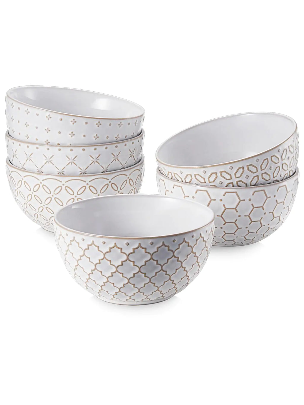 DOWAN Ice Cream Bowls 12 OZ Small  Set of 6 4.5 Inch Ceramic Stoneware  Kitchen Decor&Housewarming Gift White  Set  Dessert Fruits Snack & Microwave