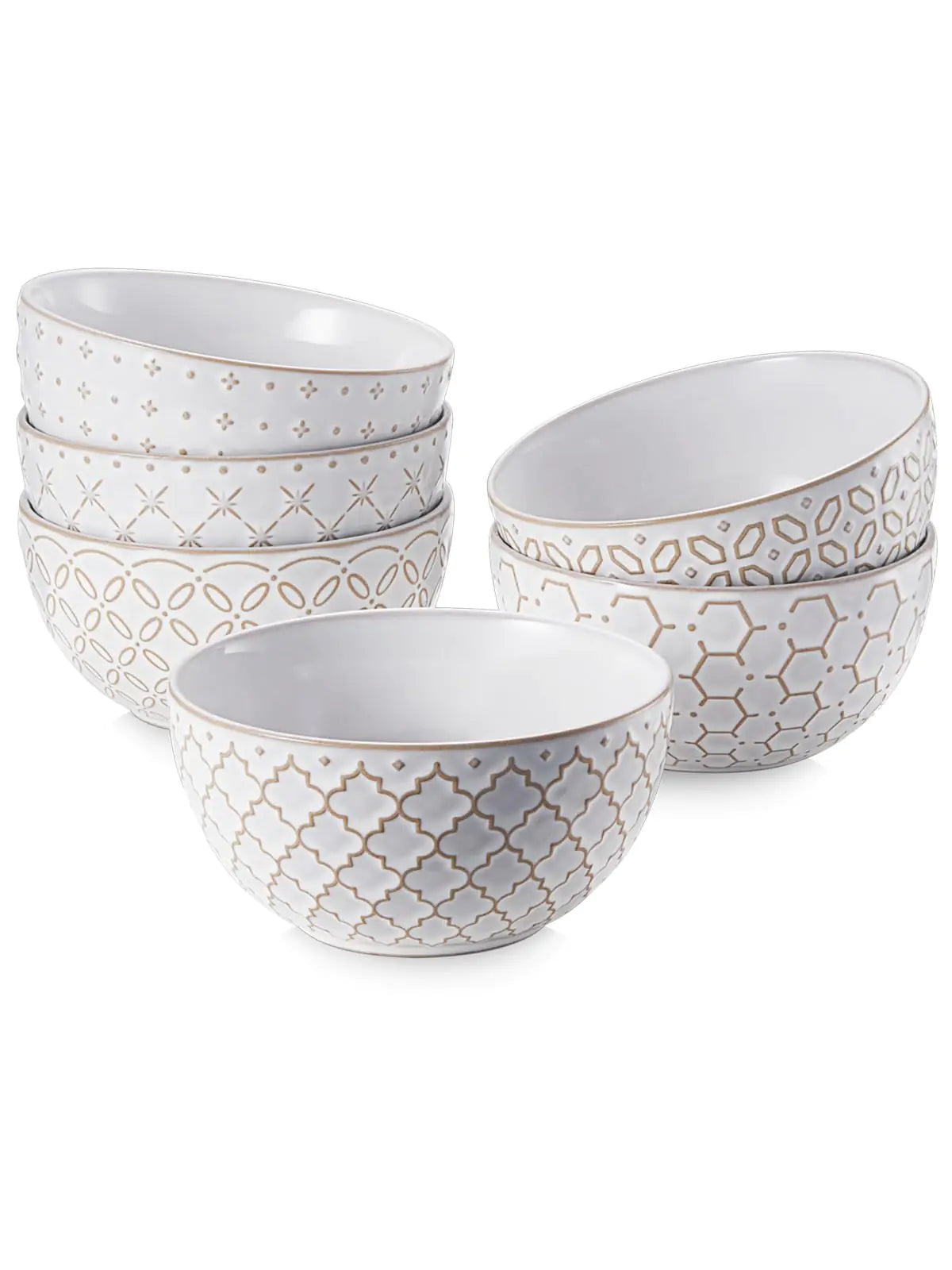 DOWAN Ice Cream Bowls 12 OZ Small  Set of 6 4.5 Inch Ceramic Stoneware  Kitchen Decor&Housewarming Gift White  Set  Dessert Fruits Snack & Microwave