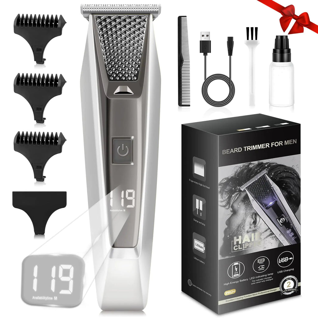 Messi10 Hair Clippers for Men Professional Cordless Beard Trimmer for Men LED Display Rechargeable Hair Clippers Trimmer for Men Grooming Kit Electric Hair Clippers for Barbers Haircut