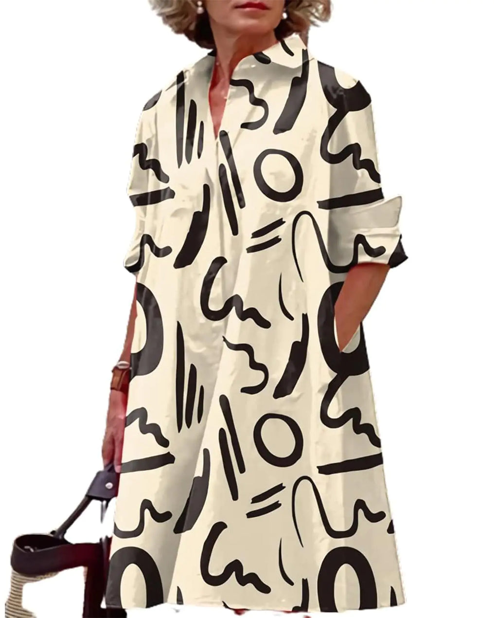 Button Down Dress for Women Shirt Dresses for Women Long Sleeve Dress Collared Dress for Women Print 2024 Spring L