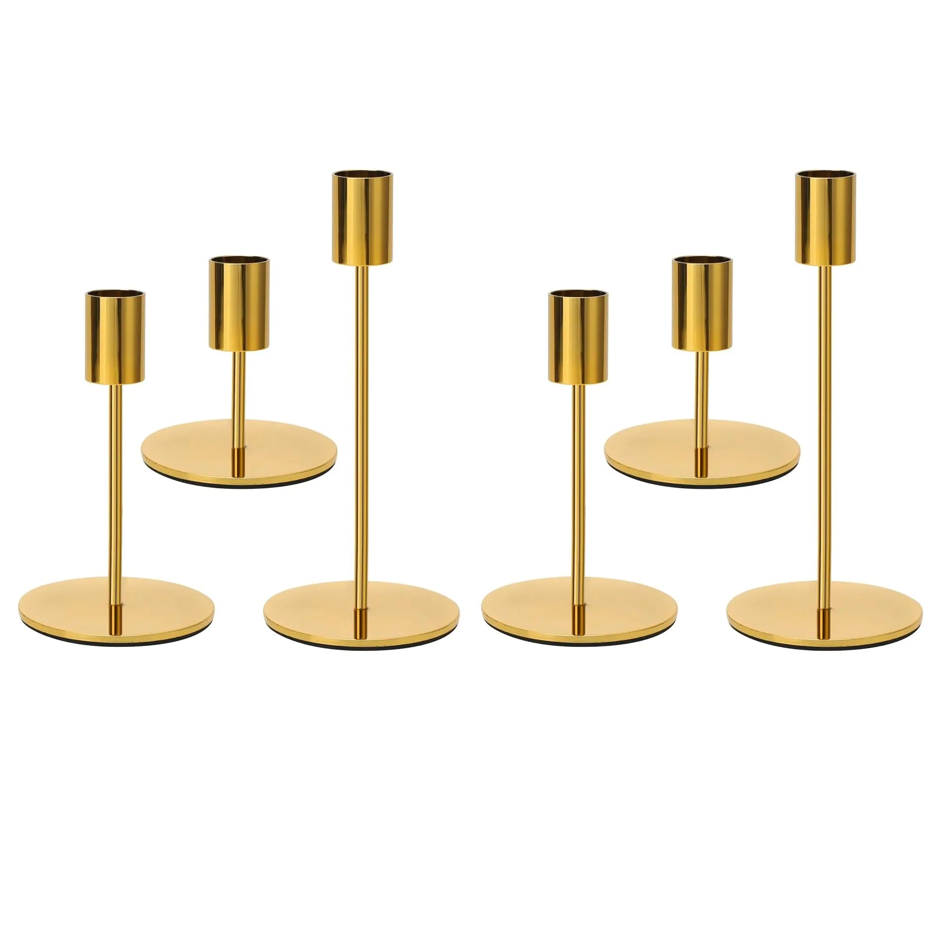 Anndason 6 PCS Gold Candlestick Holders Gold Candle Holder Taper Decorative Candlestick for Home Decor Wedding Dinning Party Anniversary (Gold)
