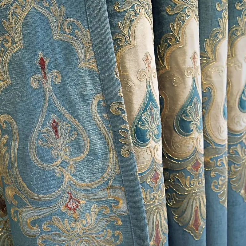 Luxury Flower Laser Patched Fleece Embroidery Curtains