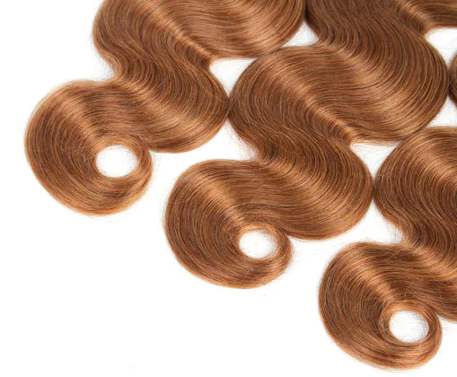 Wavy Brown and Gold Braided Hair Bundles and Curtain