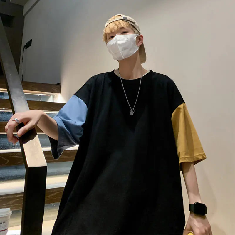 Oversized Patchwork High Street Summer T-Shirt for Men