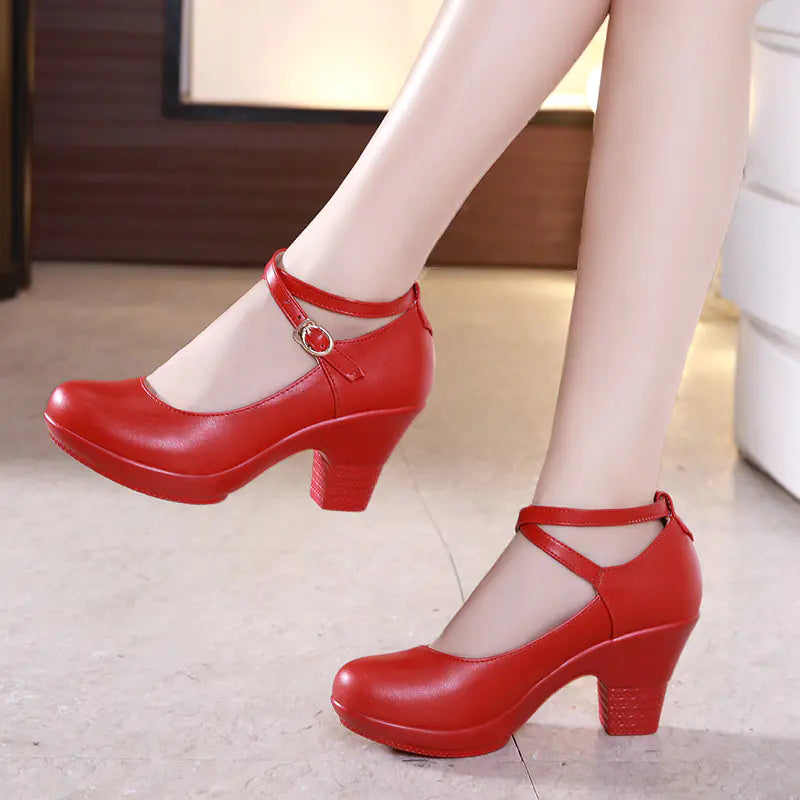 Adult Outdoor Dance Shoes with Chunky Heels for Women