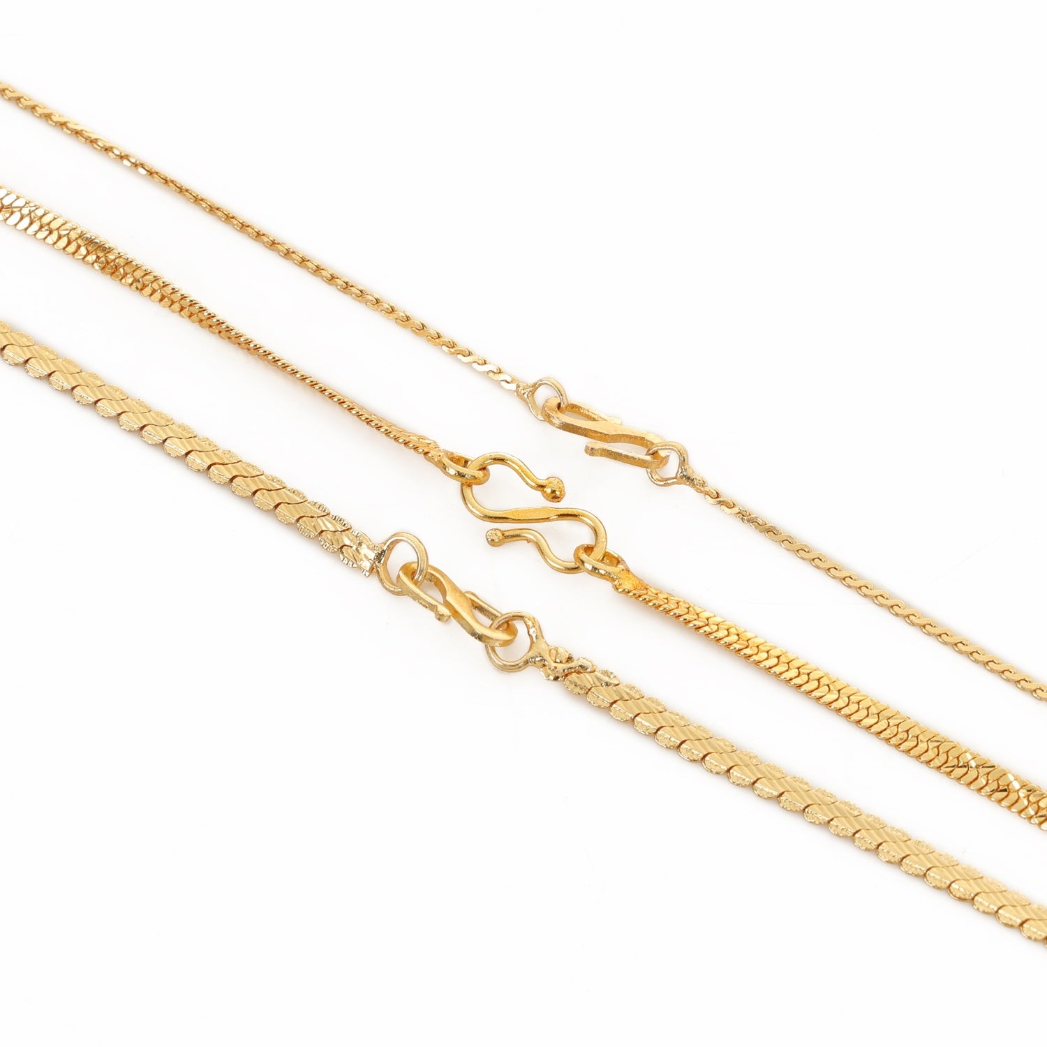 1 Gram Gold Chain Combo – Set of 3 Stylish 23-Inch Chains