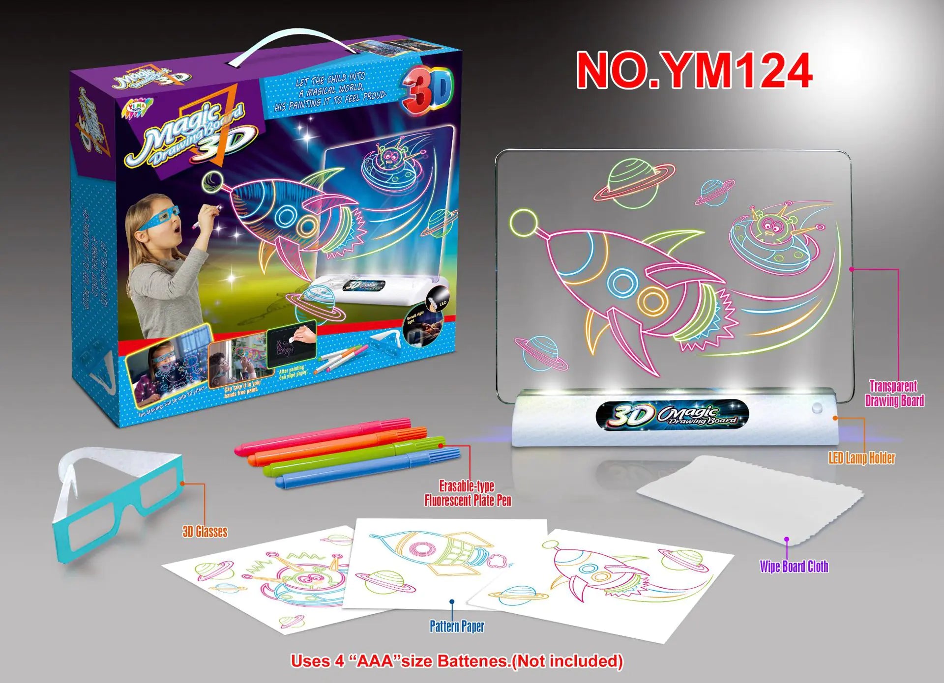 3D Flash Drawing Board - Multifunctional Color Toy