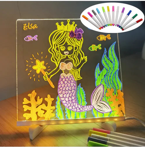 LED Drawing Board with Erasable Acrylic Base (One Set)