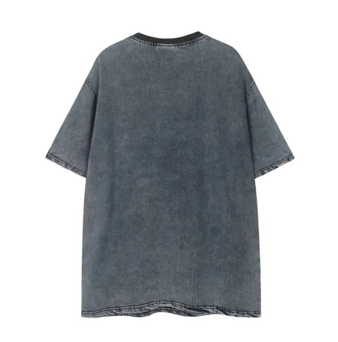 Punk Denim Short-sleeved T-shirt For Men