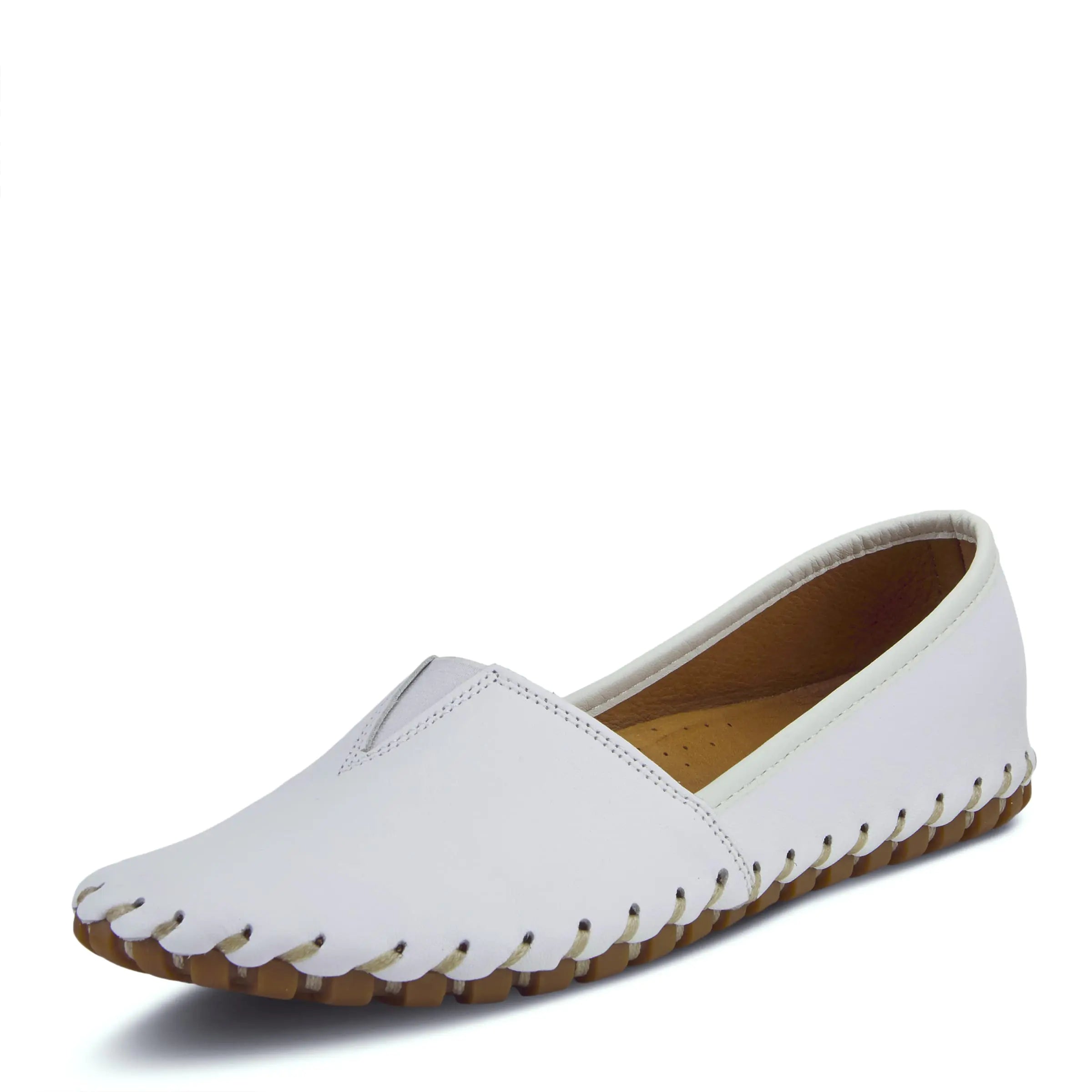 Spring Step Kathaleta Shoes for Women - Ladies Slip-On Shoes with Rubber Outsole - Comfortable Leather Shoes for Womens - White EU 44 / US 12.5-13