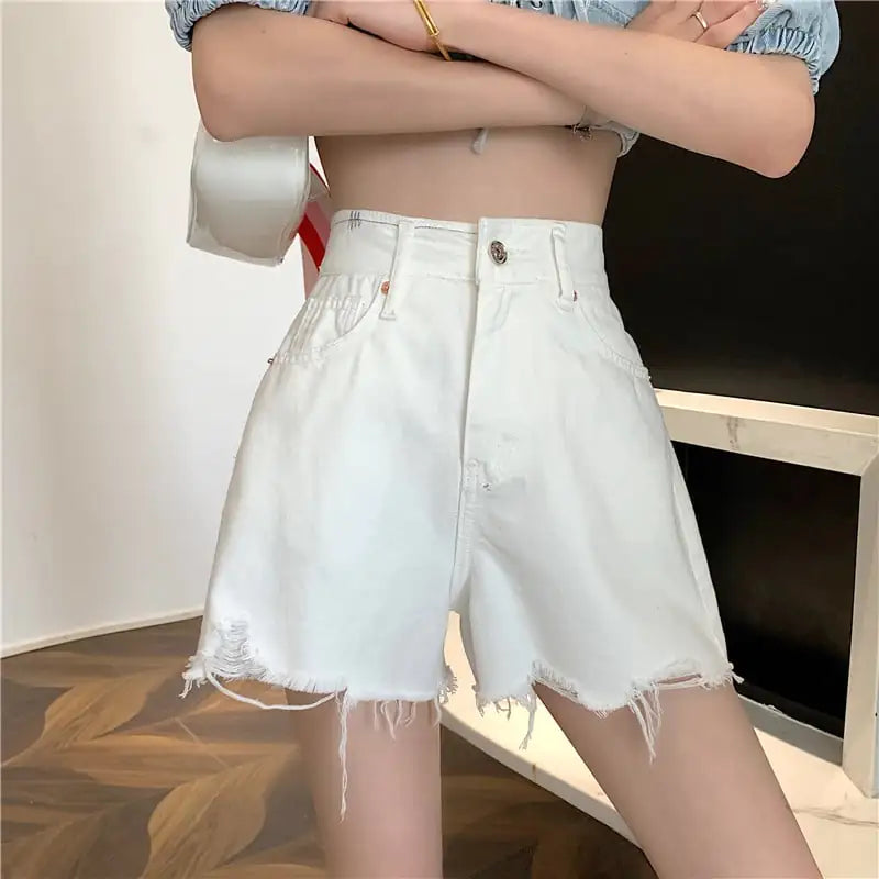 White Denim Shorts for Women - Summer Style