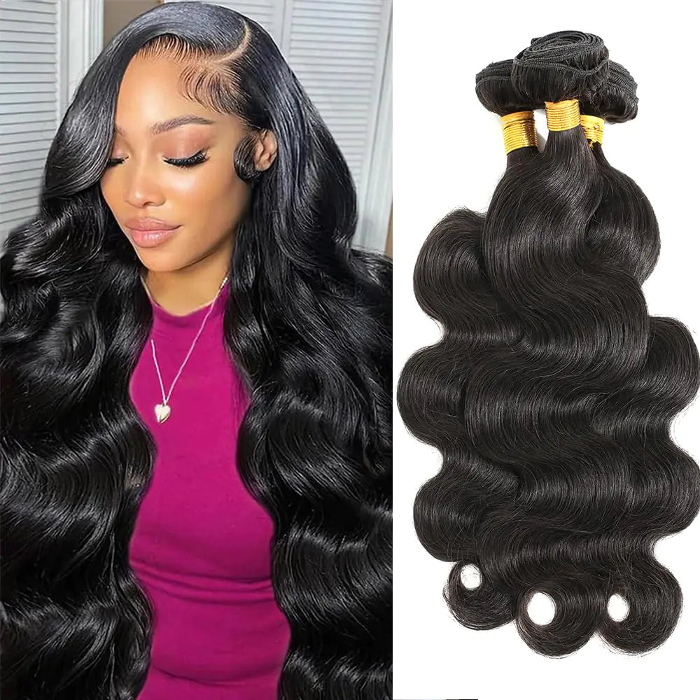 Body Wave Bundles Human Hair 12A Bundles 20 22 24 Inch 100% Unprocessed Brazilian Virgin Hair 3 Bundles Body Wave  Bundles Human Hair Natural Black