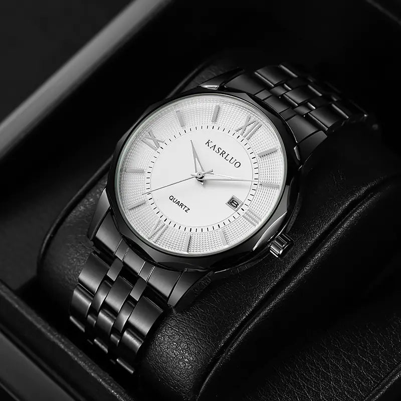 Stylish Men's Brand Watch with Calendar and Steel Band