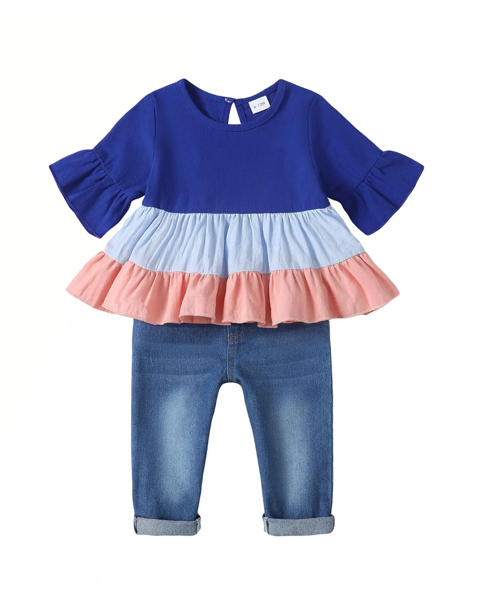 Mioglrie Baby Girl Clothes 12 Month Girl Clothes Short Sleeve Shirt Toddler Girl Denim Outfits Baby Girls Clothing Cute Baby Girl Stuff Toddler Clothes for Girl 12-18 Months