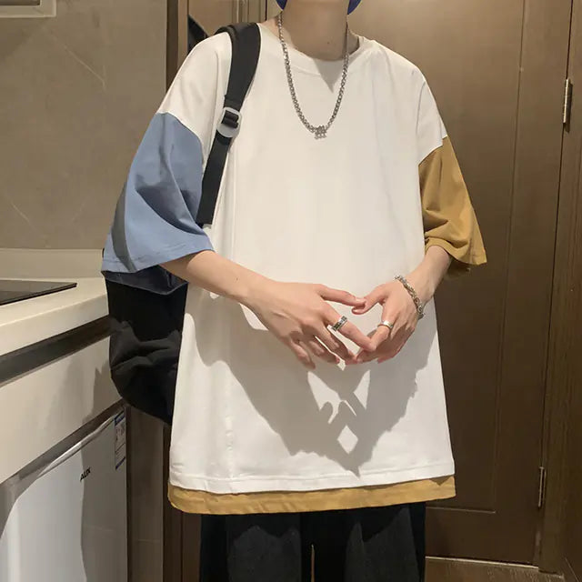 Oversized Patchwork High Street Summer T-Shirt for Men